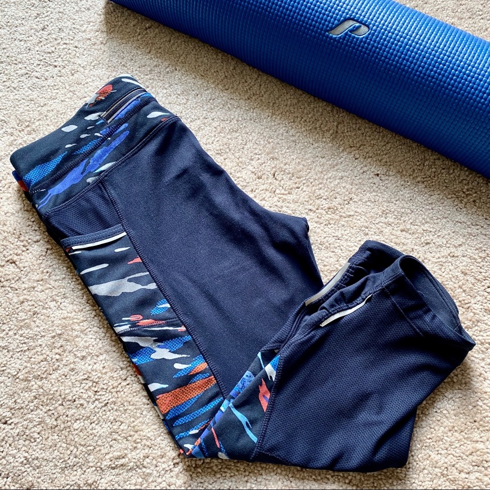 Blue Camo Capri Leggings